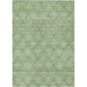 Photo of Green And Gray Floral Washable Indoor Outdoor Area Rug
