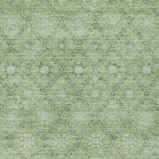 Green And Gray Floral Washable Indoor Outdoor Area Rug Photo 3