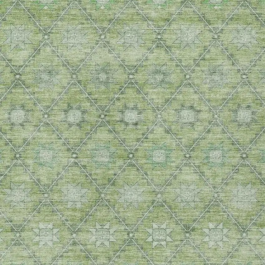 Green And Gray Floral Washable Indoor Outdoor Area Rug Photo 3