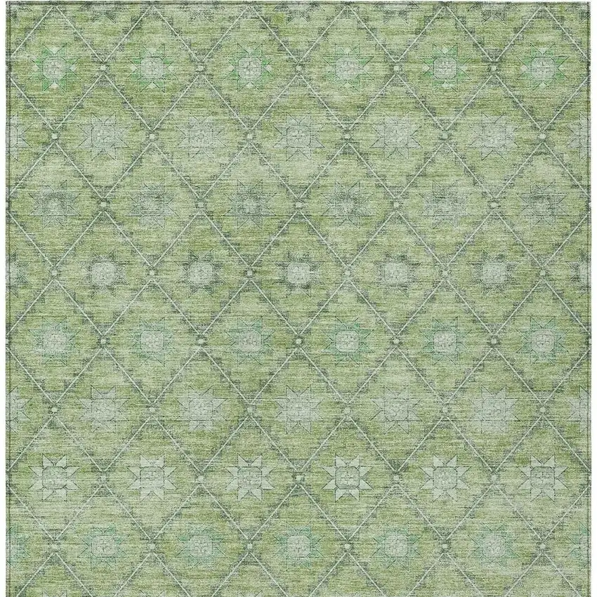 Green And Gray Floral Washable Indoor Outdoor Area Rug Photo 4