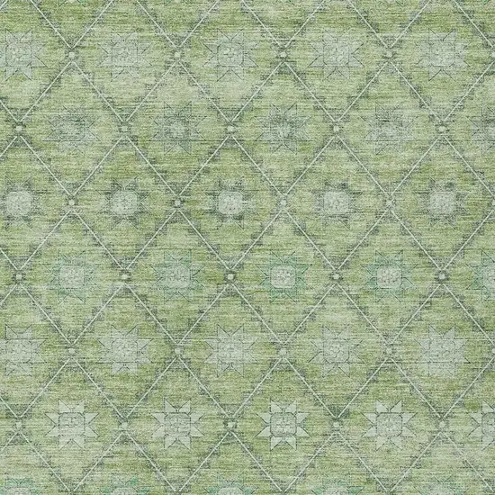 Green And Gray Floral Washable Indoor Outdoor Area Rug Photo 3