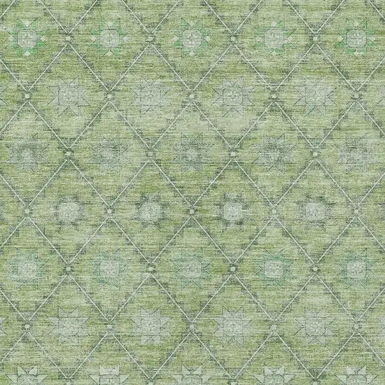 Green And Gray Floral Washable Indoor Outdoor Area Rug Photo 3