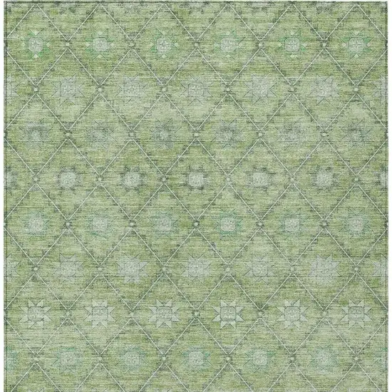 Green And Gray Floral Washable Indoor Outdoor Area Rug Photo 4