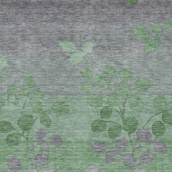 Green And Gray Floral Washable Indoor Outdoor Area Rug Photo 3
