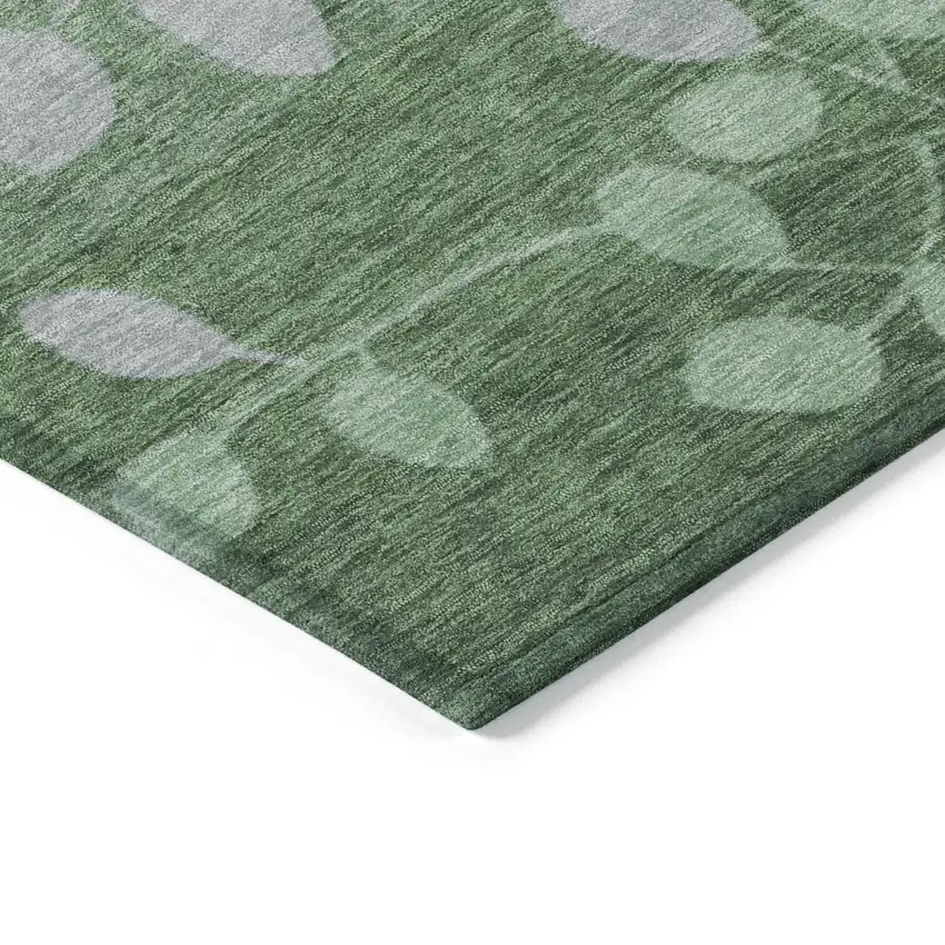 Green And Gray Floral Washable Indoor Outdoor Area Rug Photo 9