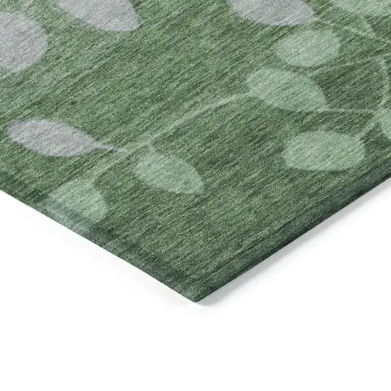 Green And Gray Floral Washable Indoor Outdoor Area Rug Photo 9