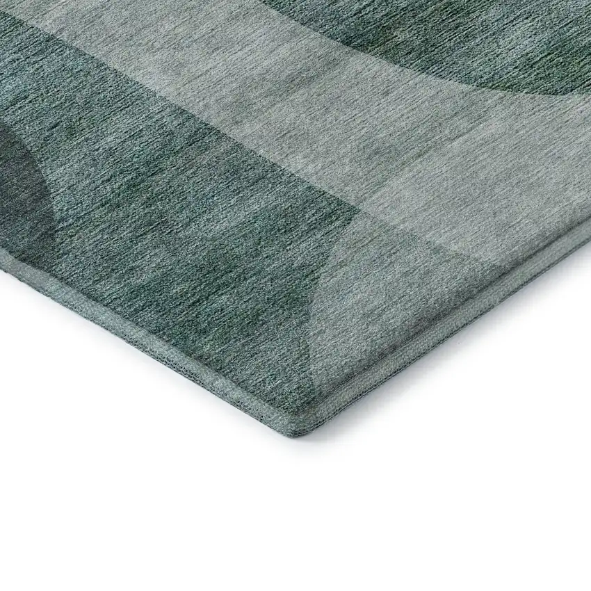 Green And Gray Geometric Washable Area Rug With UV Protection Photo 9