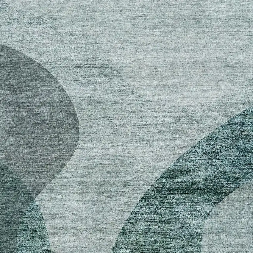 Green And Gray Geometric Washable Area Rug With UV Protection Photo 5