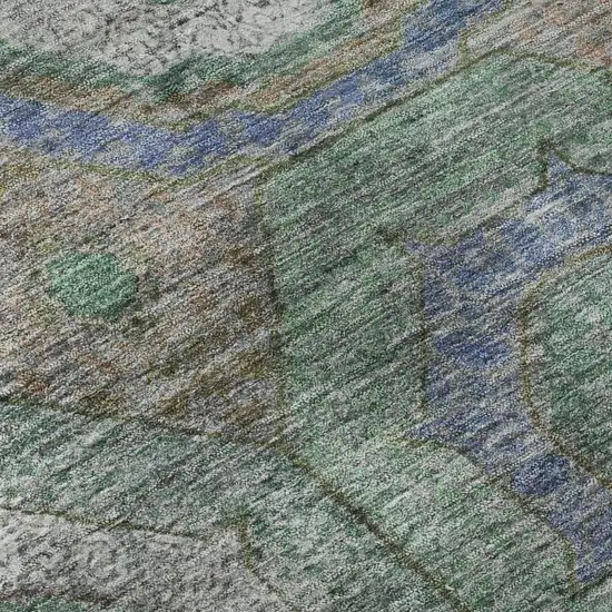 Green And Gray Geometric Washable Area Rug With UV Protection Photo 8