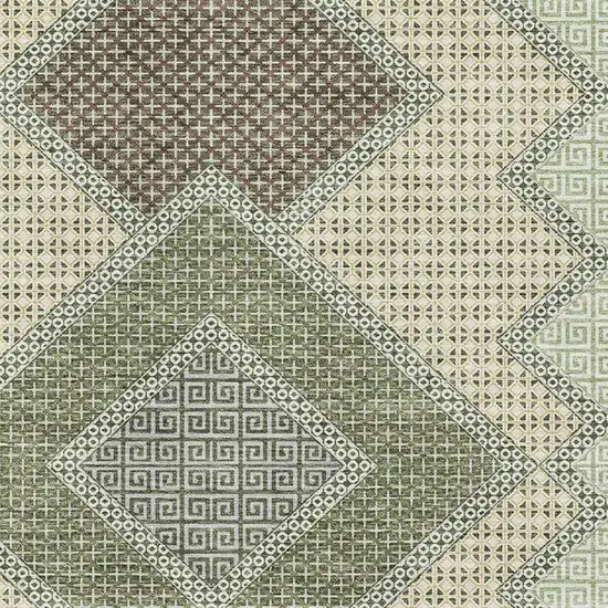 Green And Gray Geometric Washable Area Rug With UV Protection Photo 3