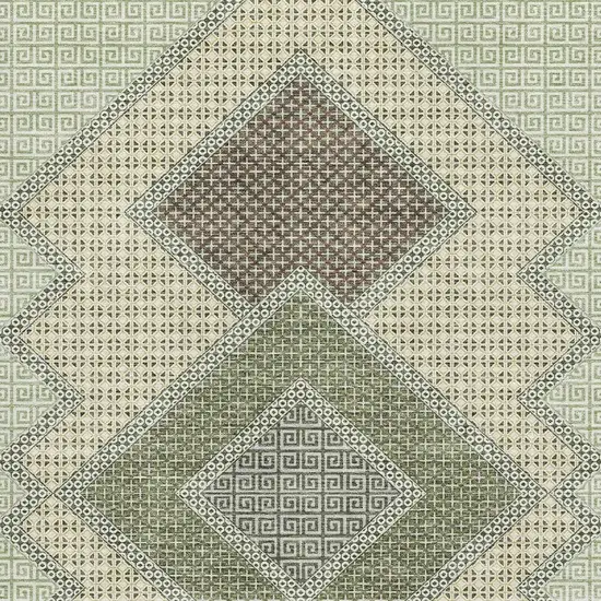 Green And Gray Geometric Washable Area Rug With UV Protection Photo 4