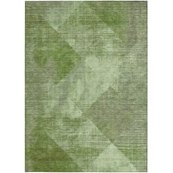 Green And Gray Geometric Washable Indoor Outdoor Area Rug Photo 6