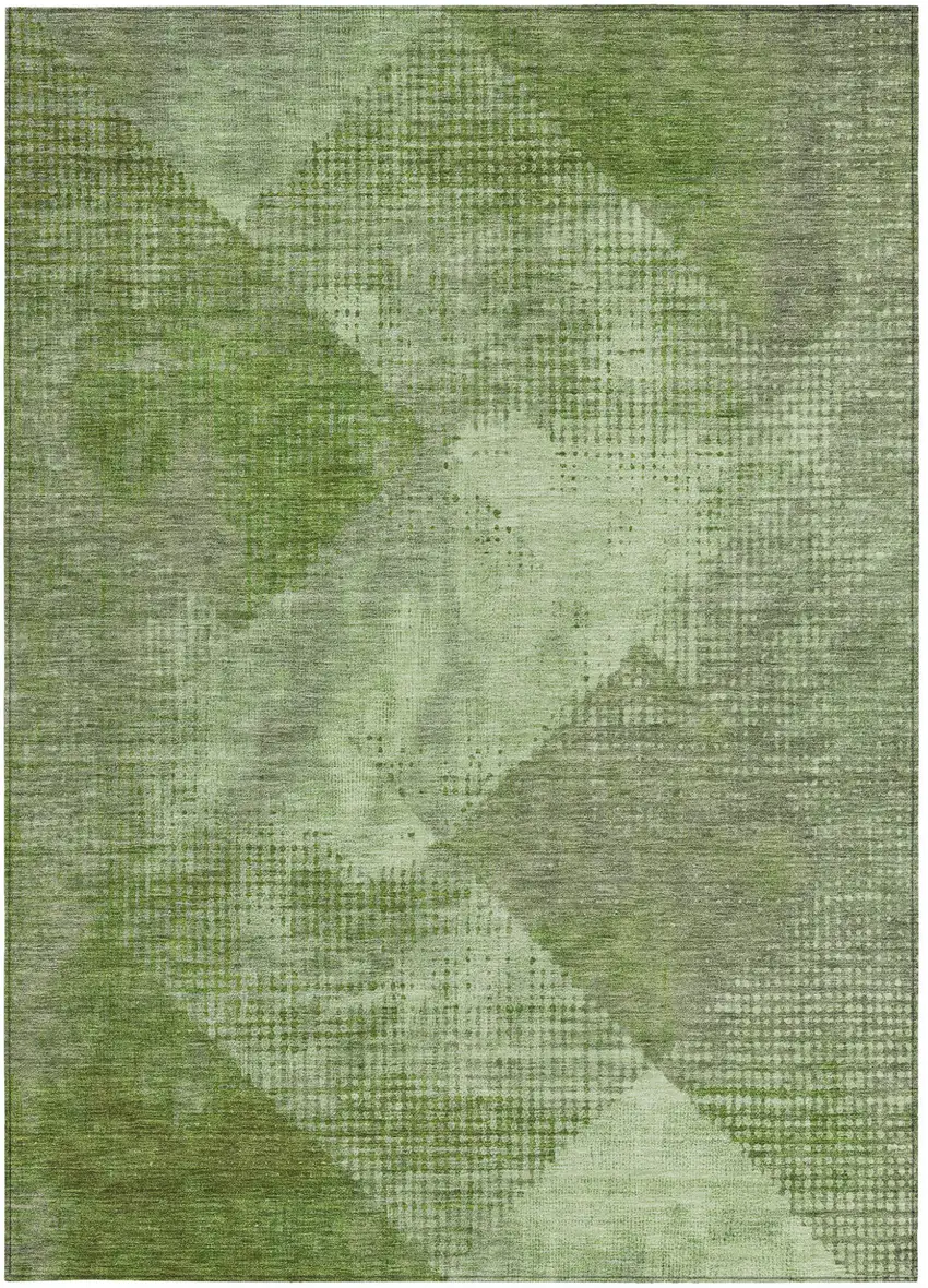 Green And Gray Geometric Washable Indoor Outdoor Area Rug Photo 6