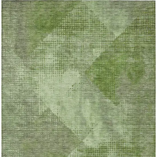 Green And Gray Geometric Washable Indoor Outdoor Area Rug Photo 5