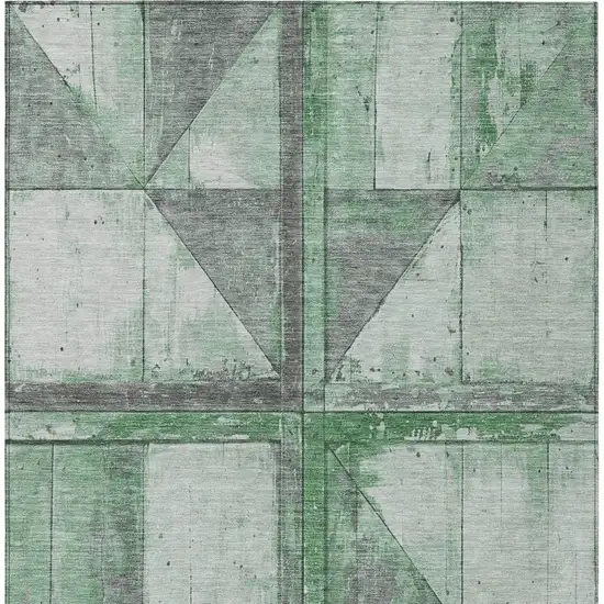 Green And Gray Geometric Washable Indoor Outdoor Area Rug Photo 3
