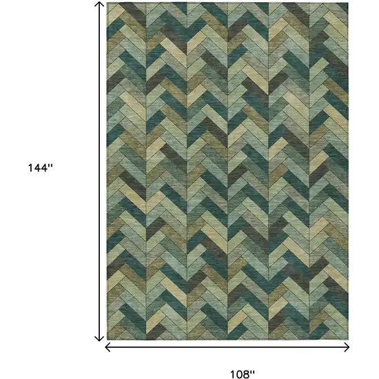 Green And Gray Geometric Washable Indoor Outdoor Area Rug Photo 3