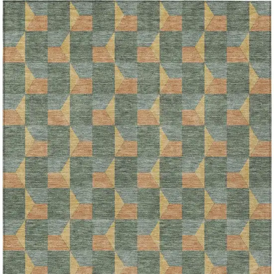 Green And Gray Geometric Washable Indoor Outdoor Area Rug Photo 4