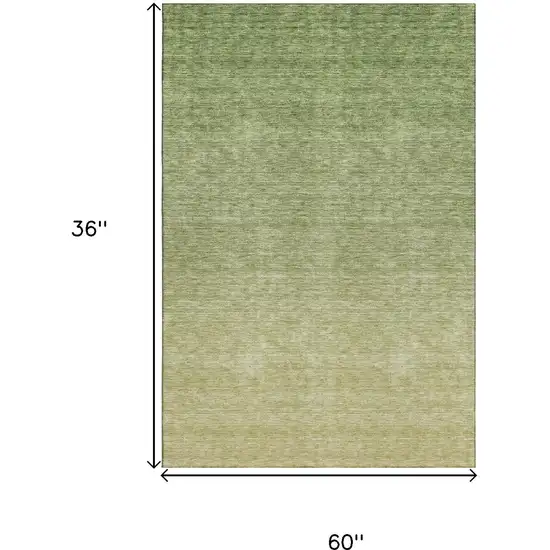 Green And Gray Ombre Washable Area Rug With UV Protection Photo 3