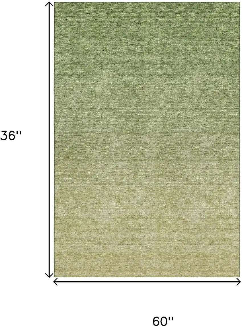 Green And Gray Ombre Washable Area Rug With UV Protection Photo 3