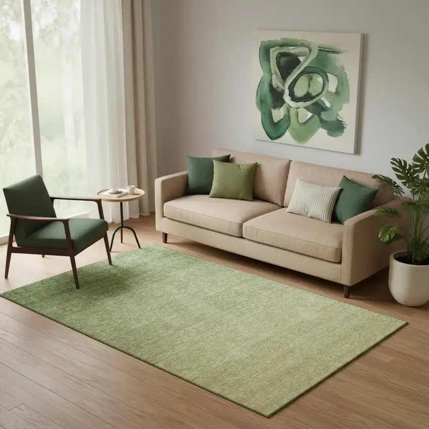 Green And Gray Ombre Washable Area Rug With UV Protection Photo 1