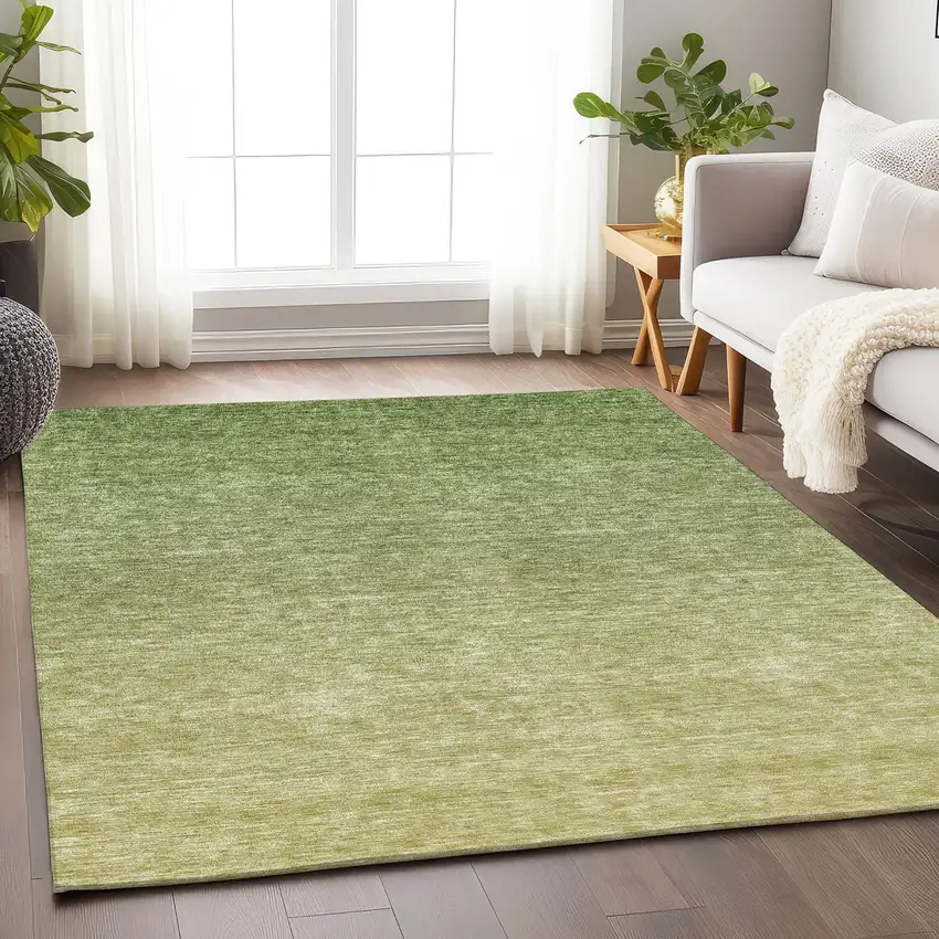 Green And Gray Ombre Washable Area Rug With UV Protection Photo 6