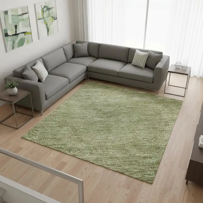 Green And Gray Ombre Washable Area Rug With UV Protection Photo 2