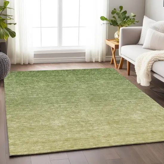 Green And Gray Ombre Washable Area Rug With UV Protection Photo 6