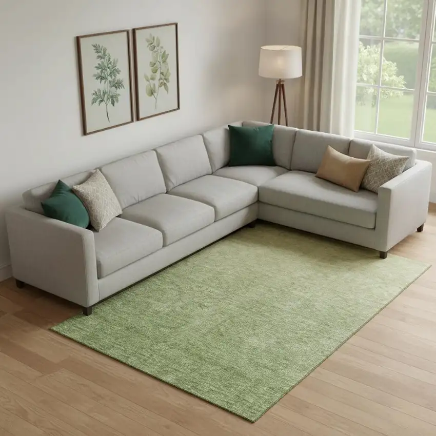 Green And Gray Ombre Washable Area Rug With UV Protection Photo 2