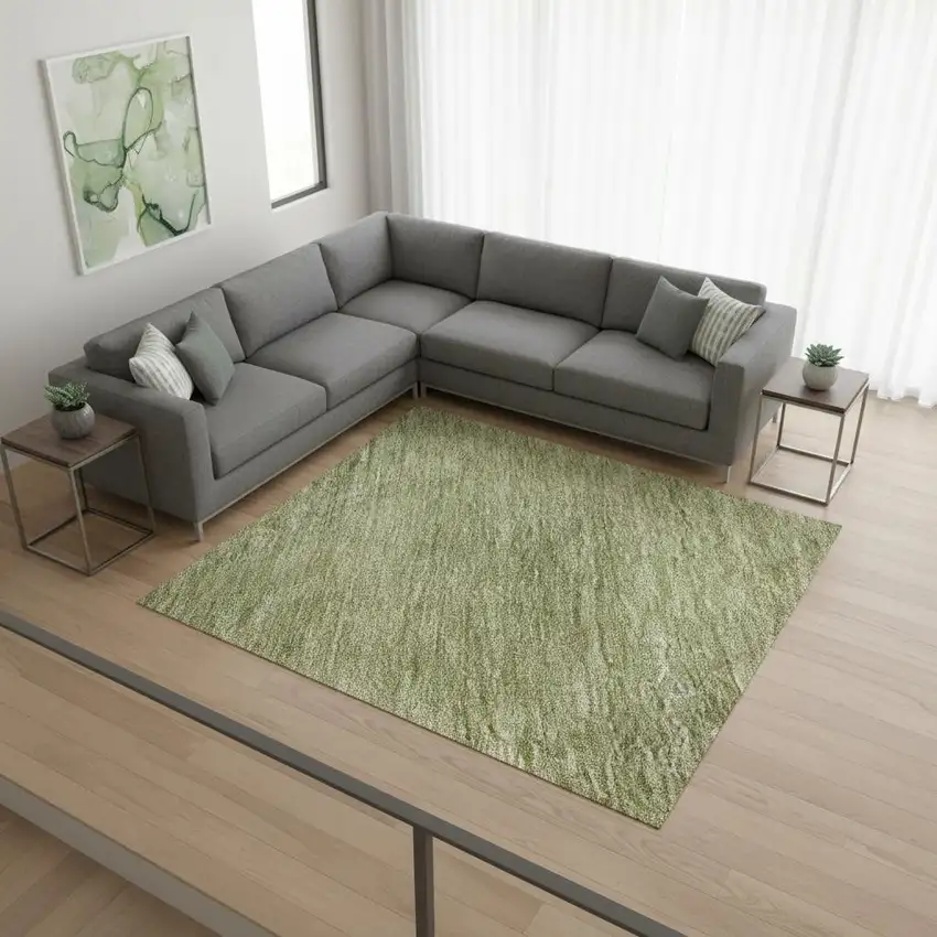 Green And Gray Ombre Washable Area Rug With UV Protection Photo 2