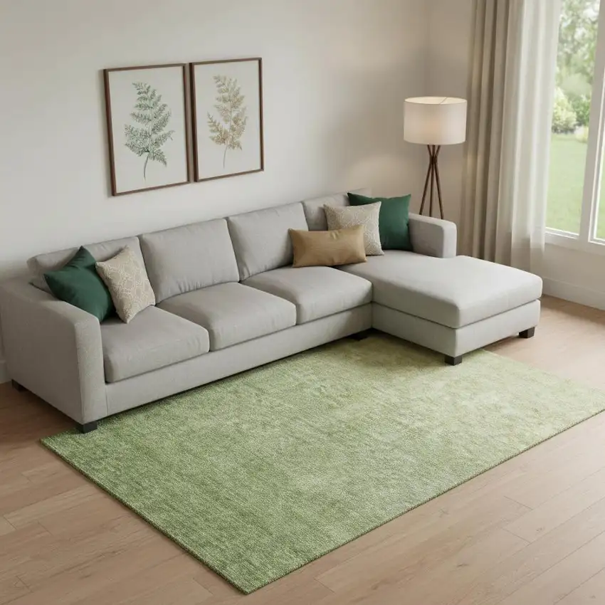 Green And Gray Ombre Washable Area Rug With UV Protection Photo 2