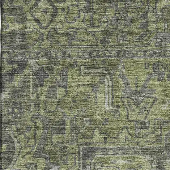 Green And Gray Oriental Washable Area Rug With UV Protection Photo 3