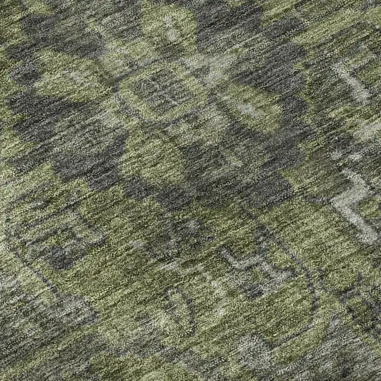 Green And Gray Medallion Distressed Washable Area Rug With UV Protection Photo 5