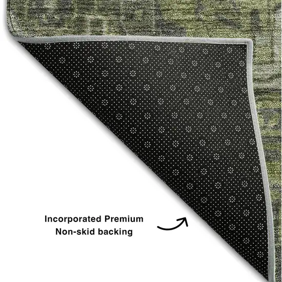 Green And Gray Oriental Washable Area Rug With UV Protection Photo 7
