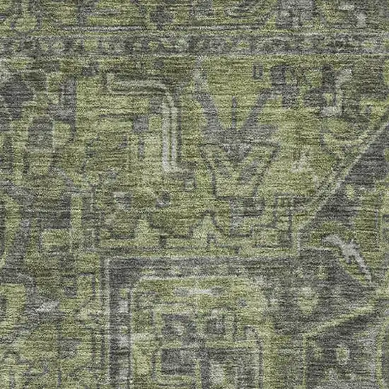 Green And Gray Oriental Washable Area Rug With UV Protection Photo 3
