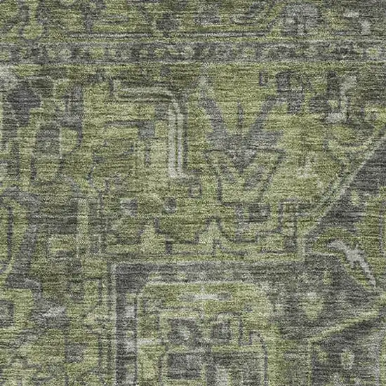 Green And Gray Oriental Washable Area Rug With UV Protection Photo 3