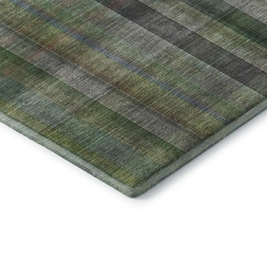 Green And Gray Plaid Washable Area Rug With UV Protection Photo 8