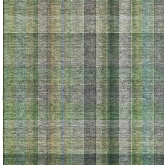 Green And Gray Plaid Washable Area Rug With UV Protection Photo 3