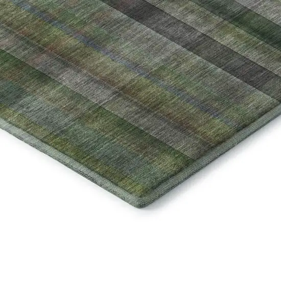 Green And Gray Plaid Washable Area Rug With UV Protection Photo 8