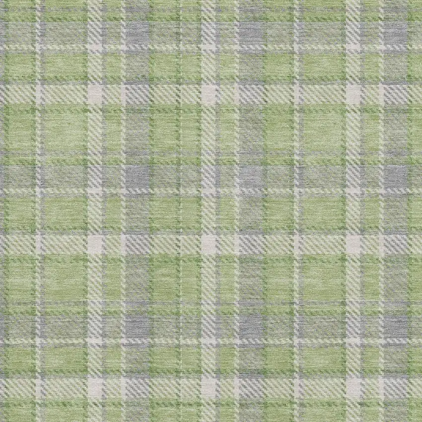 Green And Gray Plaid Washable Area Rug With UV Protection Photo 3