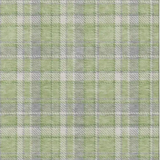 Green And Gray Plaid Washable Area Rug With UV Protection Photo 3