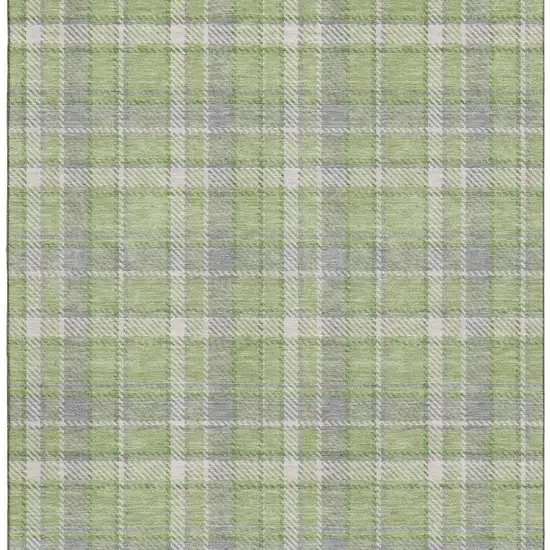 Green And Gray Plaid Washable Area Rug With UV Protection Photo 4