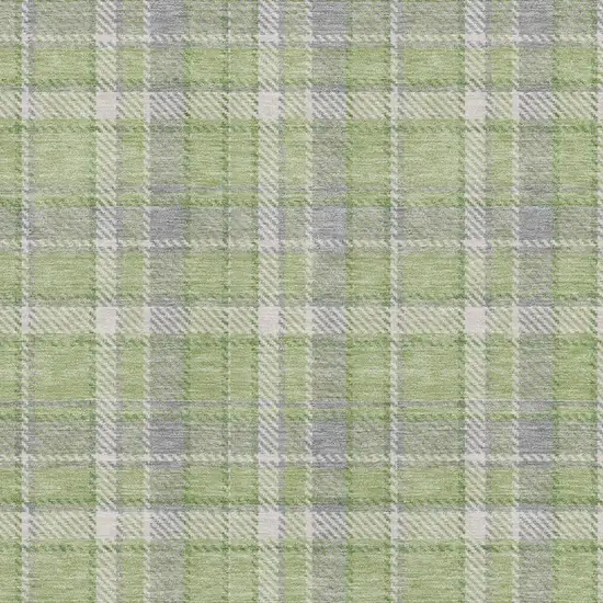 Green And Gray Plaid Washable Area Rug With UV Protection Photo 3
