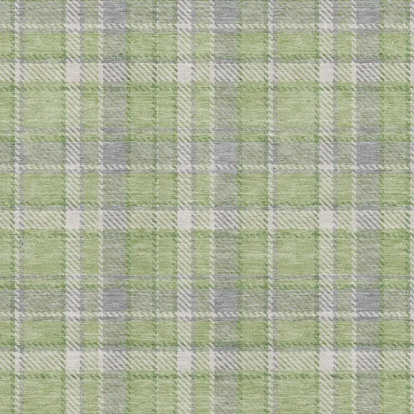 Green And Gray Plaid Washable Area Rug With UV Protection Photo 3