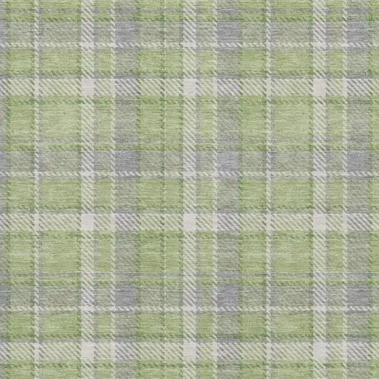 Green And Gray Plaid Washable Area Rug With UV Protection Photo 3