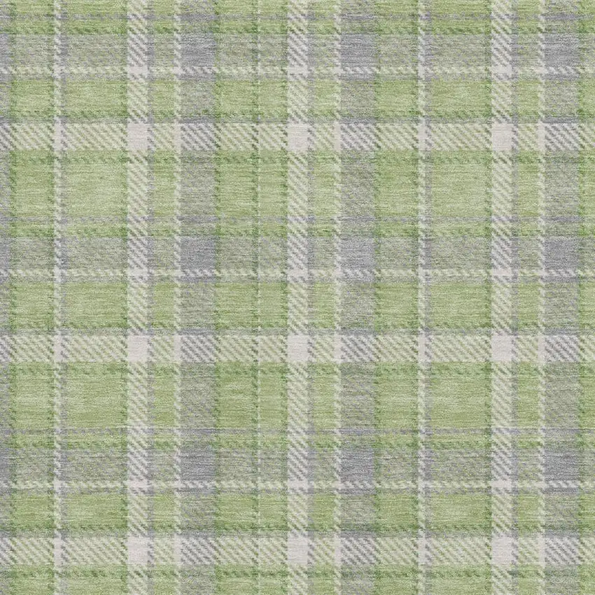 Green And Gray Plaid Washable Area Rug With UV Protection Photo 3