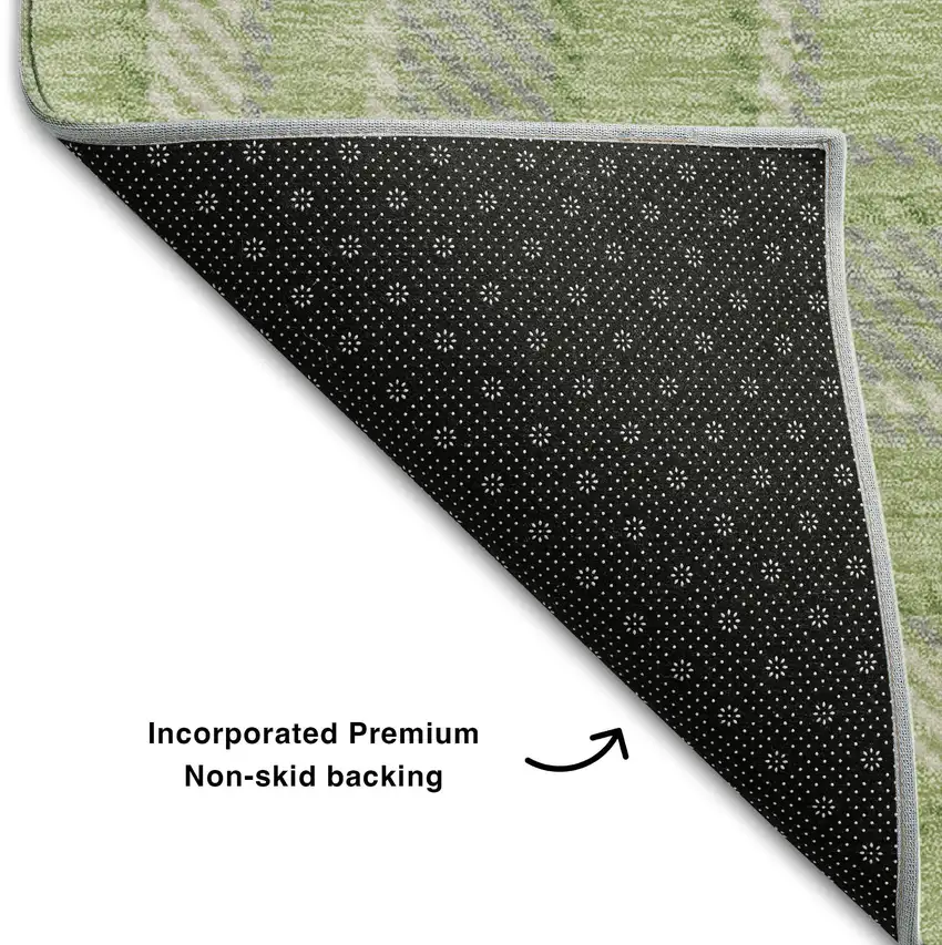 Green And Gray Plaid Washable Area Rug With UV Protection Photo 7