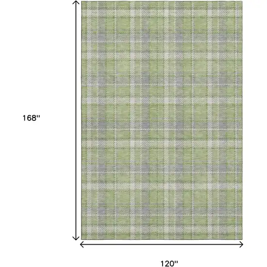 Green And Gray Plaid Washable Area Rug With UV Protection Photo 3