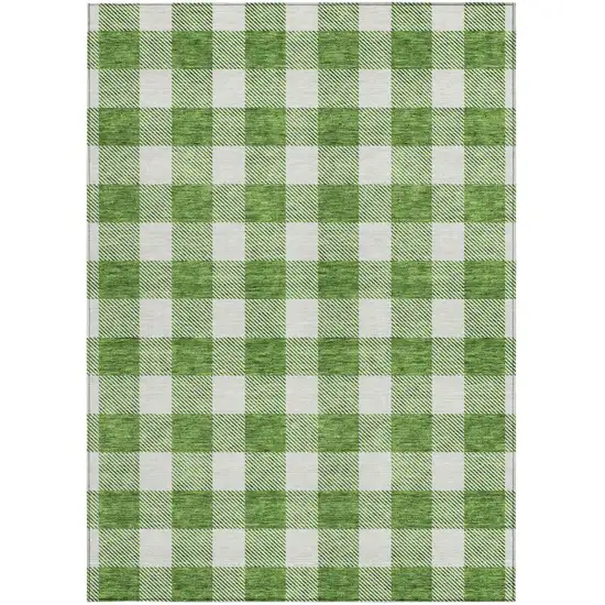 Green And Gray Plaid Washable Indoor Outdoor Area Rug Photo 7