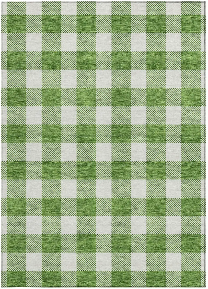 Green And Gray Plaid Washable Indoor Outdoor Area Rug Photo 7