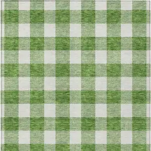 Photo of Green And Gray Plaid Washable Indoor Outdoor Area Rug